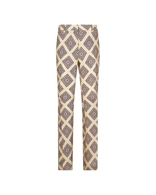 Alberto Biani Natural Geometric-Print Trousers