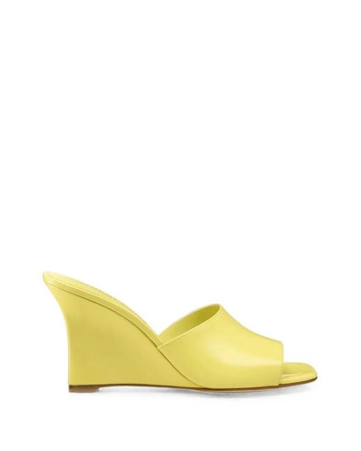 Stuart Weitzman Yellow Vinnie Patent-Leather Wedge Sandals