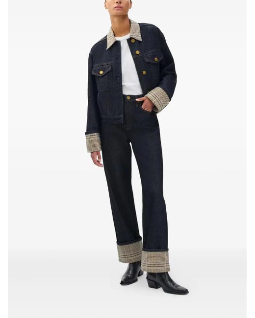 Rag & Bone Blue Shea Checked-Cuff Jeans