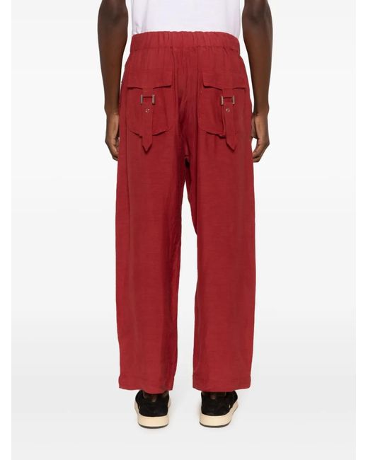 Amir Slama Red Wide-Leg Cargo Trousers for men