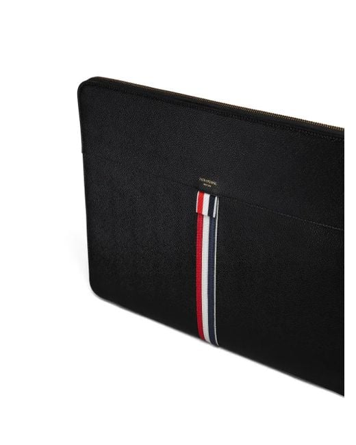 Thom Browne Black Pebble-Grain Zip-Around Folio for men