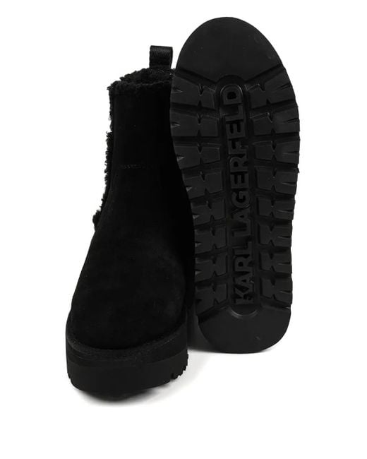 Karl Lagerfeld Black Skylar Logo-Detail Platform Ankle Boots