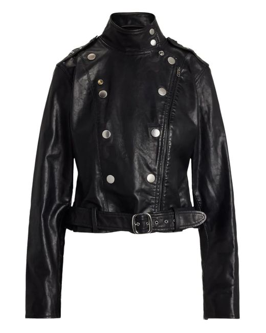 Polo Ralph Lauren Black Belted Leather Biker Jacket