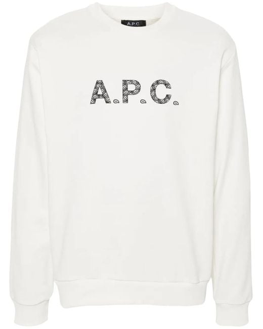A.P.C. White Timothy Cotton Sweatshirt for men
