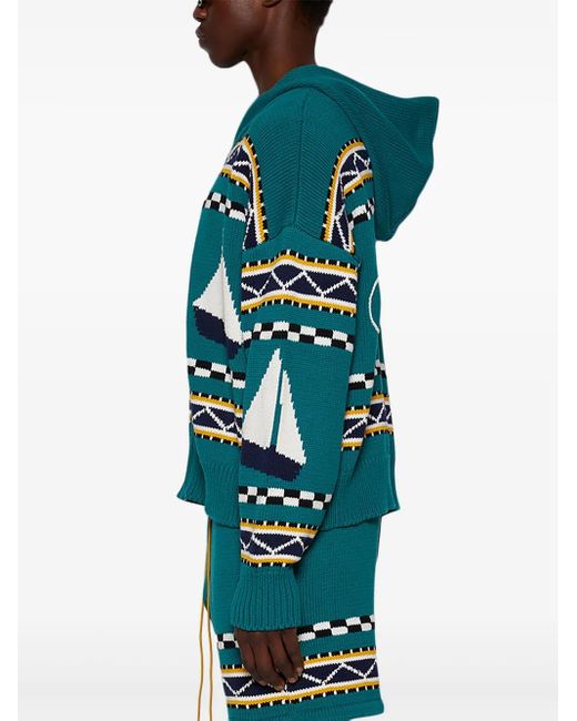 Rhude Green Bateau Zip-Up Hoodie for men