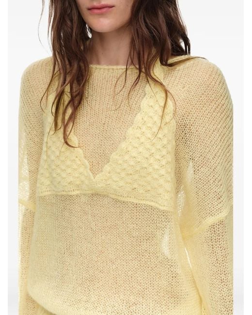 Bimba Y Lola Yellow Light Mohair Sweater With Overlay Top