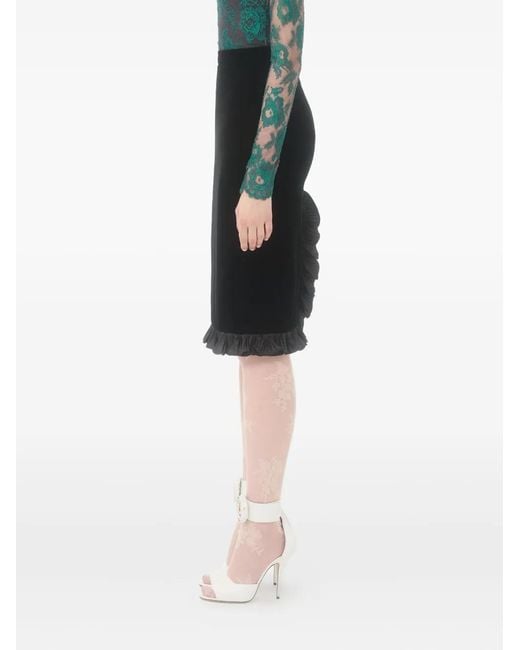Valentino Garavani Black Sablé Velvet Skirt