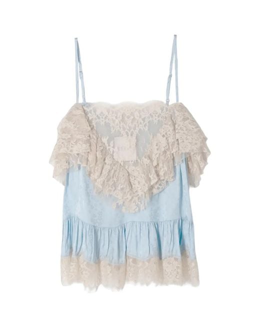 Sea Blue Ethel Ruffled Lace Blouse