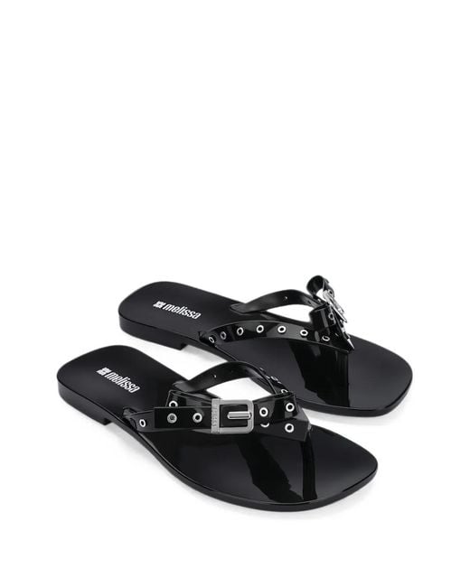 Melissa White Harmonic Squared Bow-Detail Flip-Flops