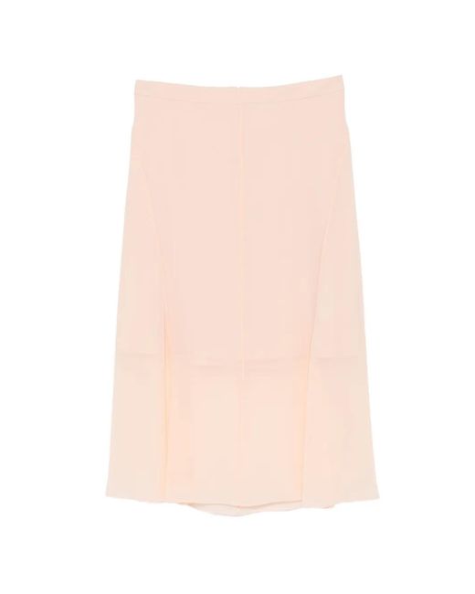 Mugler Pink Sheer Panelling Flared Midi Skirt