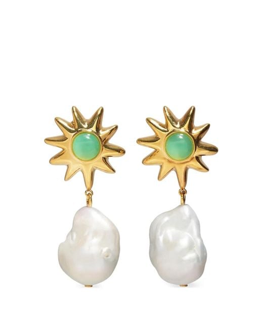 Lizzie Fortunato White Pearl Drop Earrings