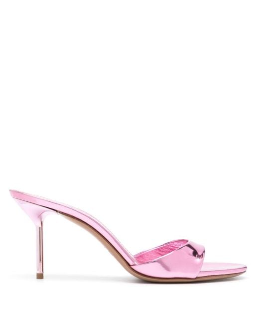 Paris Texas Pink Lidia 70 Metallic Leather Mules - Women's - Patent Calf Leather/calf Leather