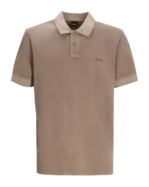 Boss Brown Logo-Detail Polo Shirt for men