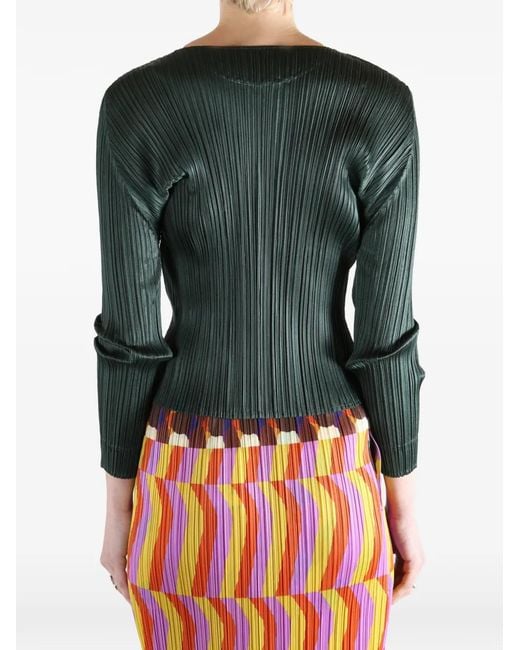 Pleats Please Issey Miyake レディース グリーン プリーツ トップ