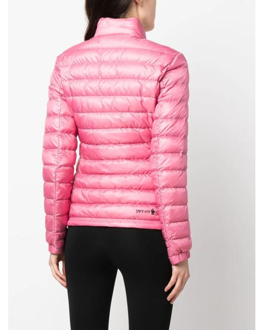 Moncler Pink Gefütterte Jacke Mit Logo-Patch