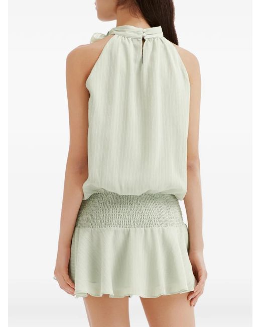 B+ AB White Ruffled-Trim Pinstriped Mini Dress