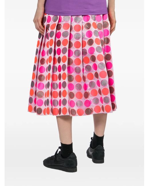 Comme des Garçons Red Polka Dot Pleated Skirt