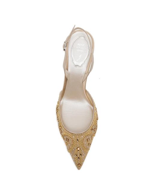 Rene Caovilla Natural Embellished Pumps