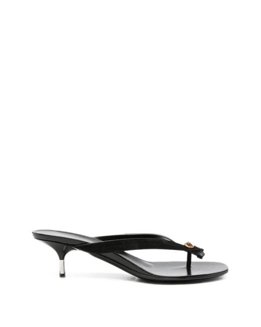 Versace White Medusa Plaque Kitten-Heel Sandals