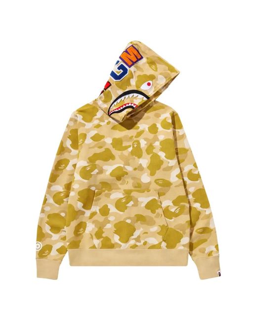 A Bathing Ape Yellow Color Camo Shark Hoodie for men