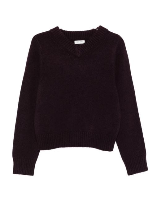Soft Goat チャンキー Vネックセーター Black