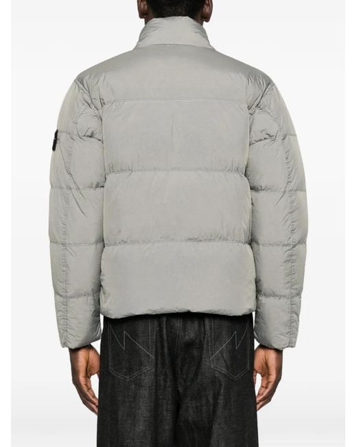 Stone Island Gray Garment Dyed Crinkle Reps Ny Down Jacket With Wind Resistance for men