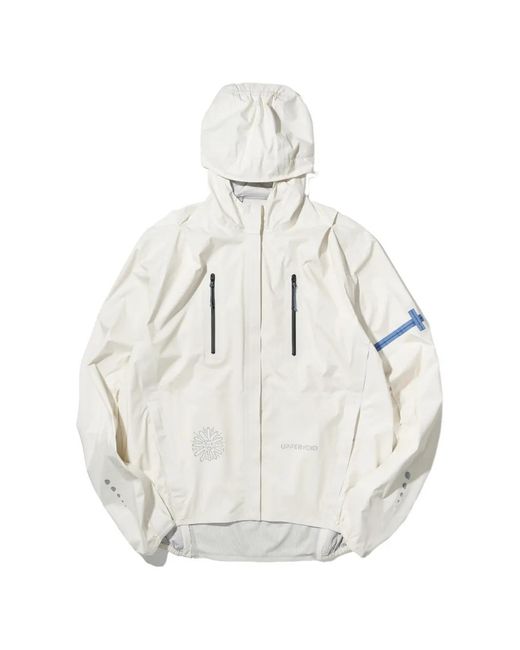 Uppervoid White Hooded Zip-Pocket Jacket for men
