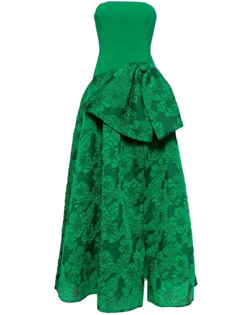 Marchesa Green Calathea Strapless Gown
