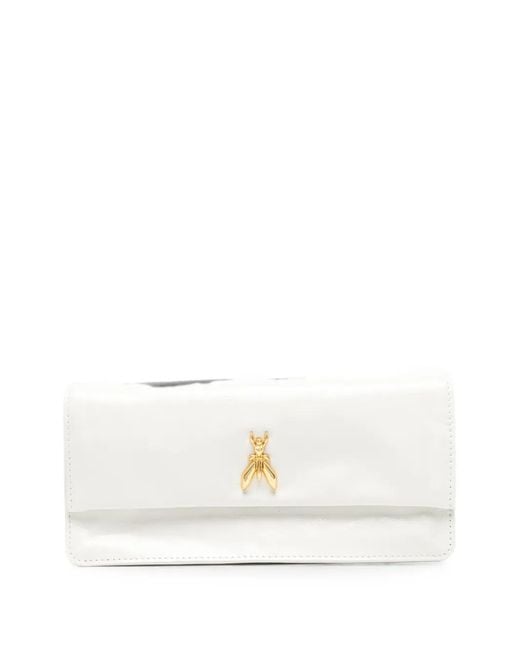 Patrizia Pepe White Logo-Plaque Clutch Bag