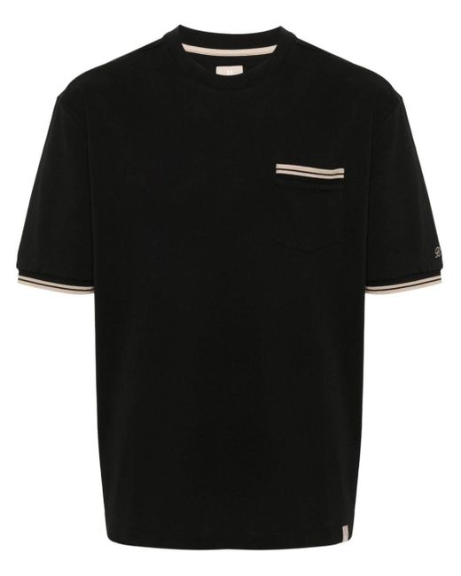 Boggi Black Striped Logo-embroidered Cotton T-shirt for men