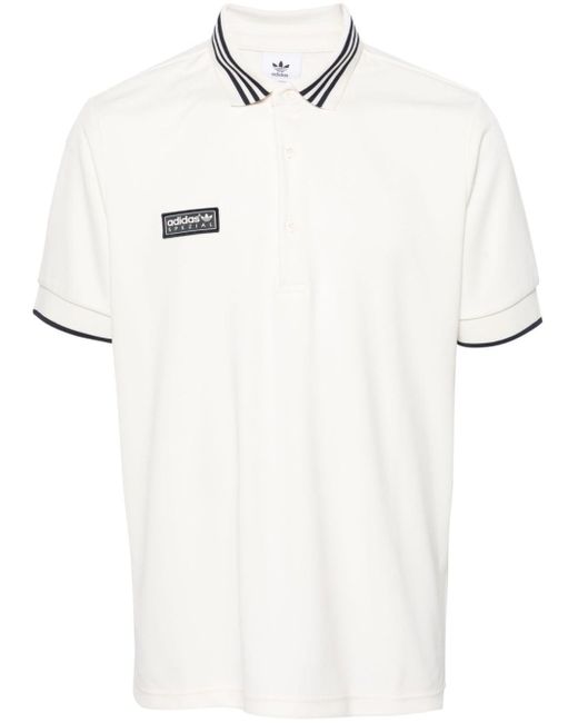 Polo à patch logo Adidas pour homme en coloris White