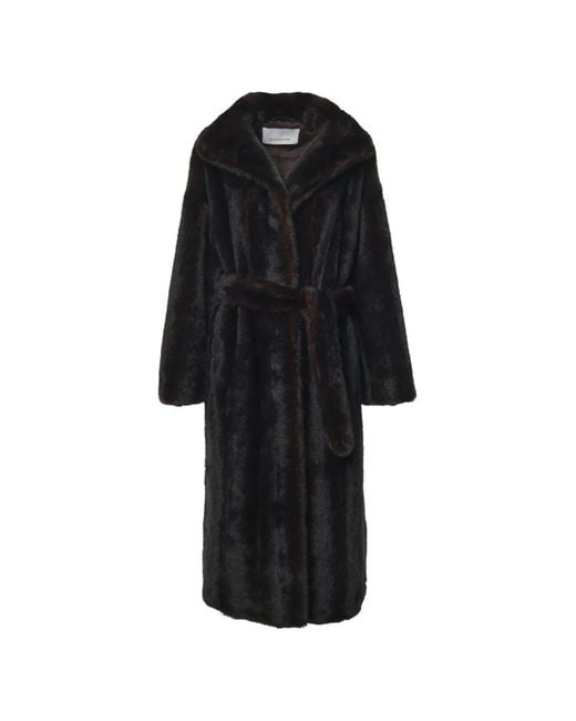 Frankie Shop Black Wide-Lapel Belted Coat