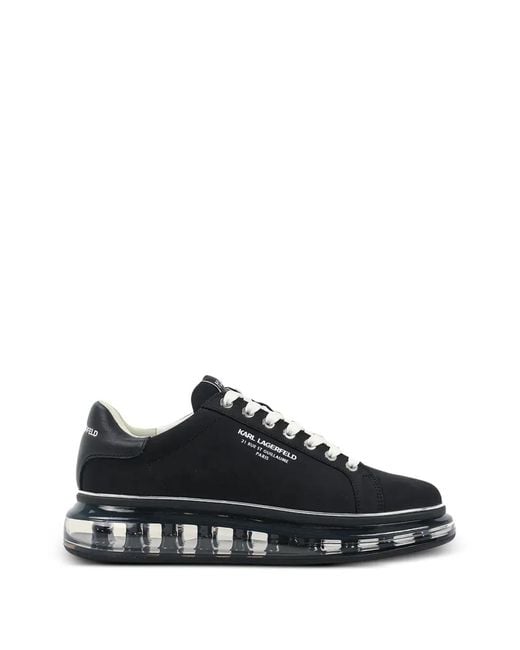 Karl Lagerfeld Black Logo-Print Lace-Up Sneakers for men