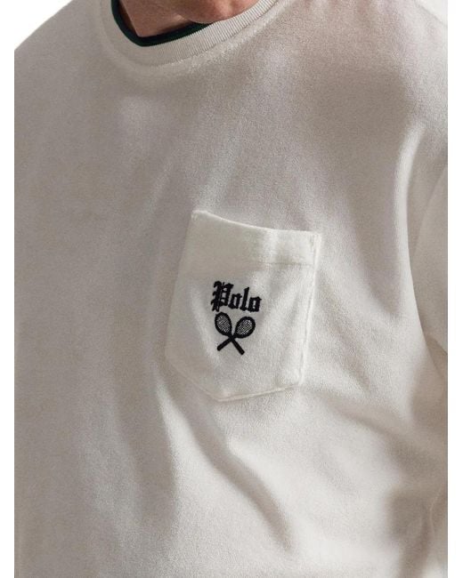 Polo Ralph Lauren White Relaxed Terry Short-Sleeve Sweatshirt for men