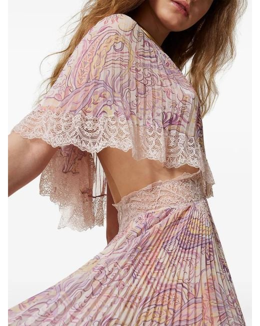 Twinset Purple Fully Pleated Dress