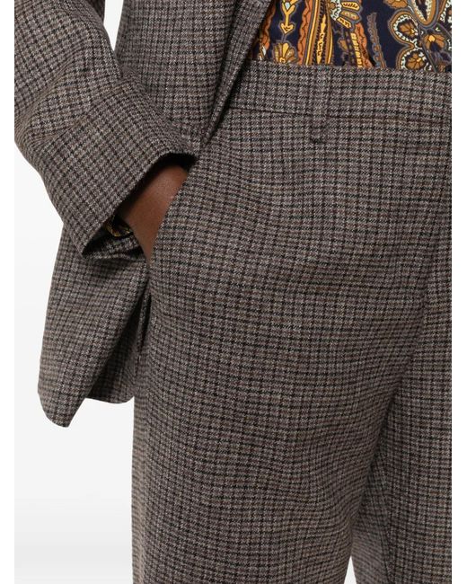 Etro Gray Check Straight-Leg Trousers