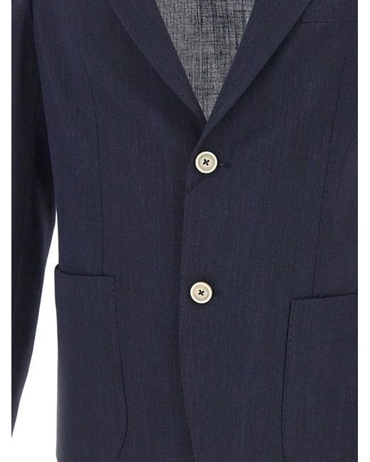Eleventy Blue Single-Breasted Blazer for men