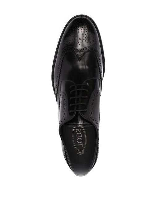 Tod's Black Leather Lace-Up Brogues for men