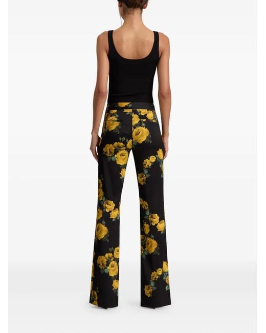 Alice + Olivia Black Livi Printed Floral Pants