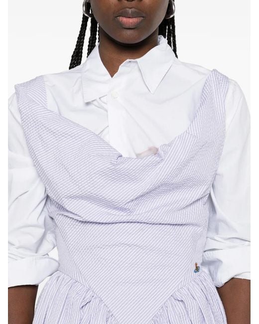 Vivienne Westwood White Sunday Striped-Pattern Mini Dress