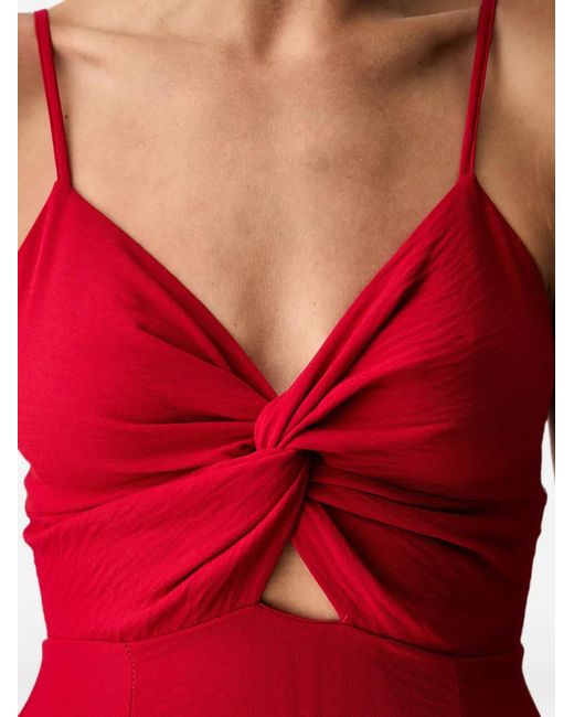 Morgan Red Twist-Detail Cut-Out Midi Dress