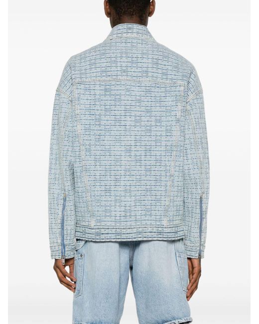 Givenchy Blue 4g-embossed Denim Jacket for men