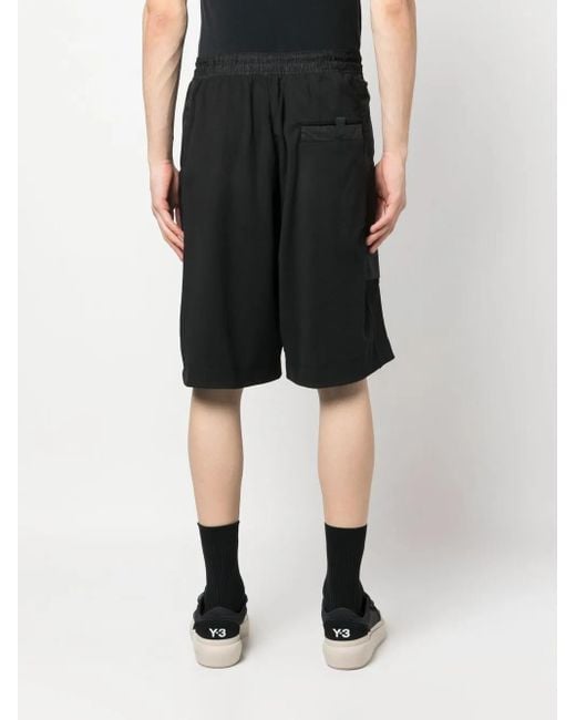 Y-3 Black Nylon Cotton Shorts for men