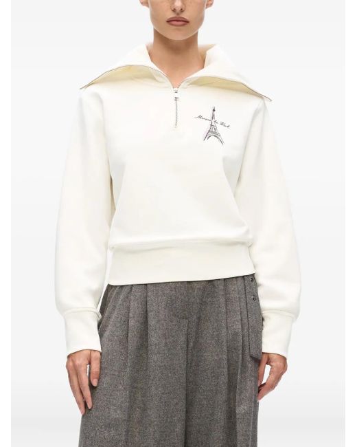 Karl Lagerfeld White Eiffel Tower Half-Zip Sweatshirt