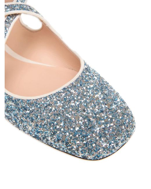 Bally Blue Glitter-embellished Ballerina Shoes