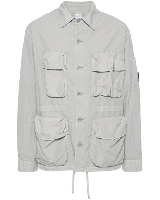 Giacca-camicia con applicazione di C P Company in Gray da Uomo