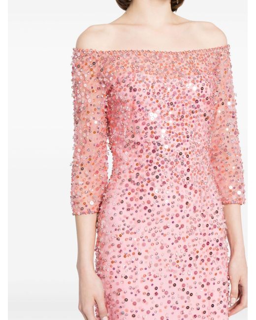 Jenny Packham Pink Lantana Sequin-embellished Gown