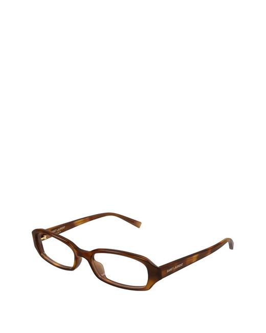 Saint Laurent Brown Rectangle-Frame Glasses