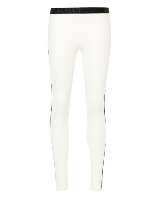 Logo-trim leggings Balmain en coloris White