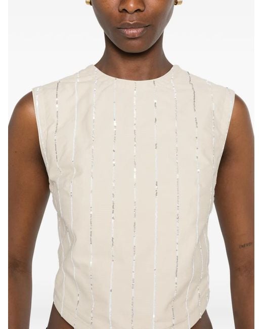 Isabelle Blanche Natural Sequin-Embellished Tie-Back Top